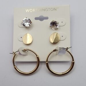 Worthington Gold and Silver Earring Trio